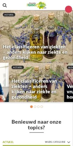 Anteprima del sito Klassieke Homeopathie, media di Paesi Bassi per articoli sponsorizzati
