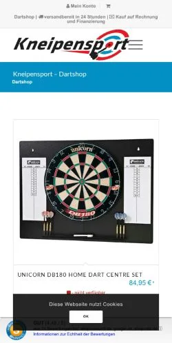 Anteprima del sito Kneipensport Dartshop, media di Germania per articoli sponsorizzati
