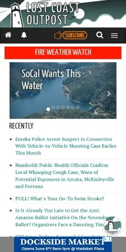 Preview of the Lost Coast Outpost website, a media outlet in United States for sponsored articles