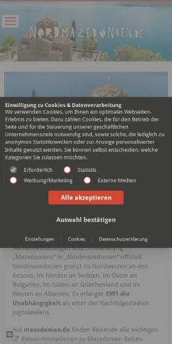 Pré-visualização do site Mazedonien Reisen, meio de Alemanha para artigos patrocinados