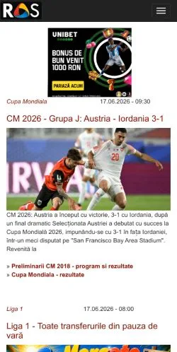 Anteprima del sito Romanian Soccer, media di Romania per articoli sponsorizzati