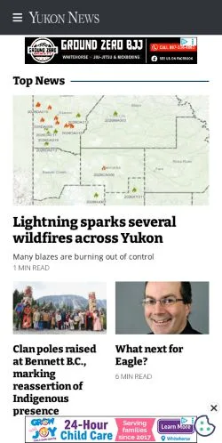 Anteprima del sito Yukon News, media di Stati Uniti per articoli sponsorizzati