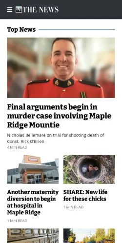 Anteprima del sito Maple Ridge News, media di Stati Uniti per articoli sponsorizzati