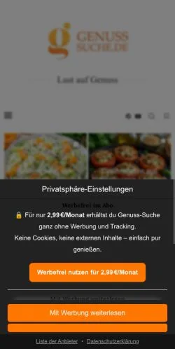 Anteprima del sito Genuss-Suche, media di Germania per articoli sponsorizzati