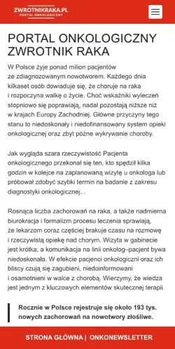 Anteprima del sito Zwrotnik Raka, media di Polonia per articoli sponsorizzati
