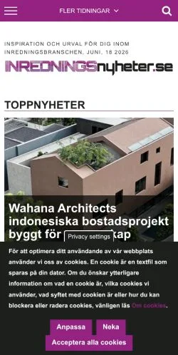 Anteprima del sito INREDNINGSnyheter, media di Svezia per articoli sponsorizzati