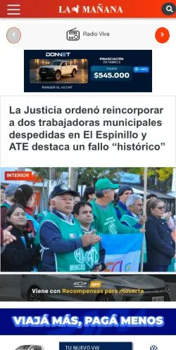 Anteprima del sito Diario La Mañana, media di Argentina per articoli sponsorizzati