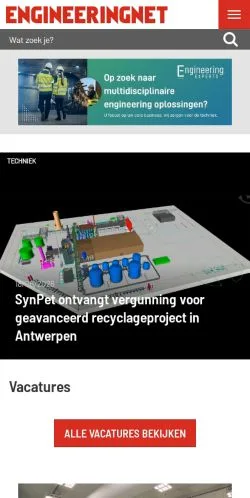 Voorbeeld van de site engineeringnet, medium uit België voor gesponsorde artikelen