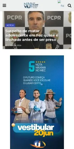 Anteprima del sito Não Viu, media di Brasile per articoli sponsorizzati