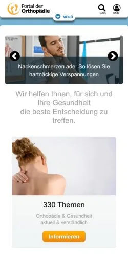Anteprima del sito Portal der Orthopädie, media di Germania per articoli sponsorizzati