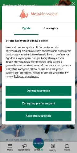 Anteprima del sito MojaNorwegia, media di Polonia per articoli sponsorizzati