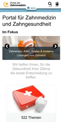 Podgląd witryny Portal der Zahnmedizin, medium z kraju Niemcy do artykułów sponsorowanych