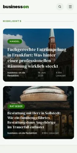 Pré-visualização do site Aktuelle News von Business-ON.de, meio de Alemanha para artigos patrocinados