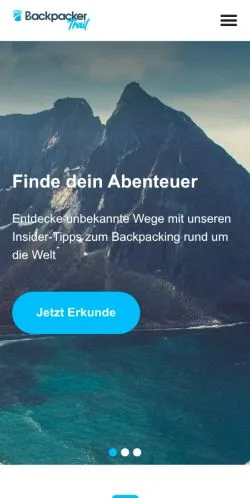 Förhandsvisning av webbplatsen Backpacker Trail, medium i Tyskland för sponsrade artiklar
