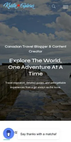 Vista previa del sitio Krista The Explorer, medio de Estados Unidos para artículos patrocinados