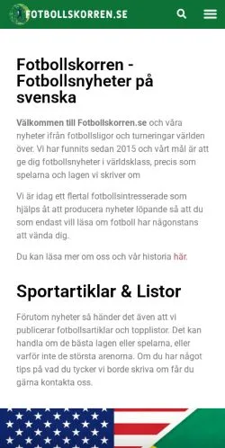 스폰서 기사용 스웨덴 매체 Fotbollskorren 사이트 미리보기