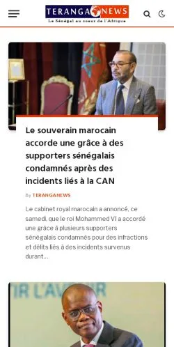 Anteprima del sito Teranga News, media di Francia per articoli sponsorizzati