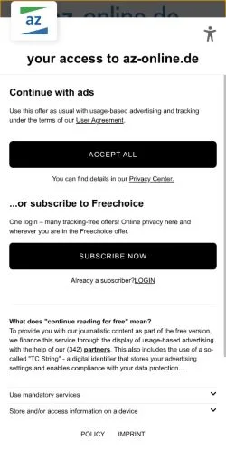 Anteprima del sito Az-Online, media di Germania per articoli sponsorizzati