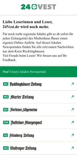 Aperçu du site 24Vest, média de Allemagne pour articles sponsorisés