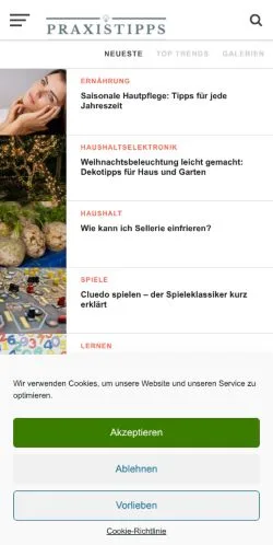 Anteprima del sito Praxistipps, media di Germania per articoli sponsorizzati