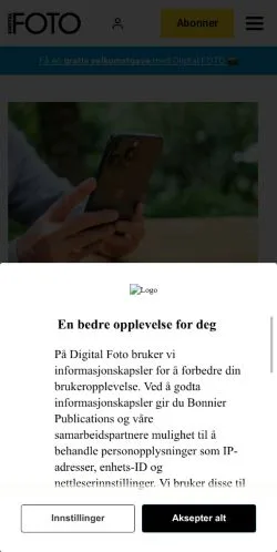 Anteprima del sito Digital FOTO, media di Norvegia per articoli sponsorizzati