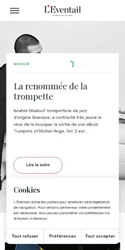 Voorbeeld van de site L'Éventail, medium uit België voor gesponsorde artikelen