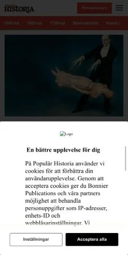 Anteprima del sito Populär Historia, media di Svezia per articoli sponsorizzati