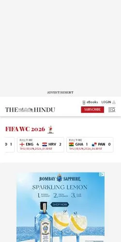 スポンサード記事向けのアメリカ合衆国メディア、The Hinduのサイトプレビュー