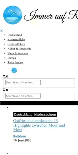 Anteprima del sito Immer Auf Reisen, media di Germania per articoli sponsorizzati