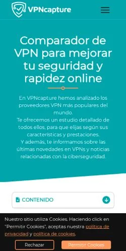 スポンサード記事向けのスペインメディア、VPNcaptureのサイトプレビュー