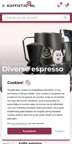 Anteprima del sito koffietje, media di Paesi Bassi per articoli sponsorizzati