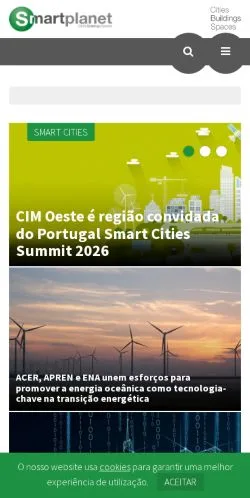Förhandsvisning av webbplatsen Smart Planet, medium i Portugal för sponsrade artiklar