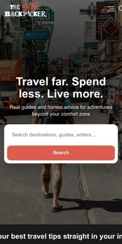 スポンサード記事向けのアメリカ合衆国メディア、The Broke Backpackerのサイトプレビュー