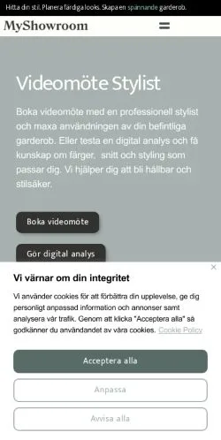 Anteprima del sito MyShowroom, media di Svezia per articoli sponsorizzati