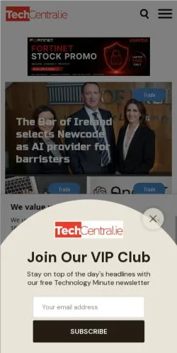 Forhåndsvisning av nettstedet TechCentral, medium fra Irland for sponsede artikler