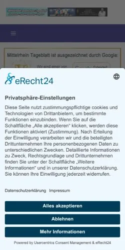 Anteprima del sito Mittelrhein Tageblatt, media di Germania per articoli sponsorizzati
