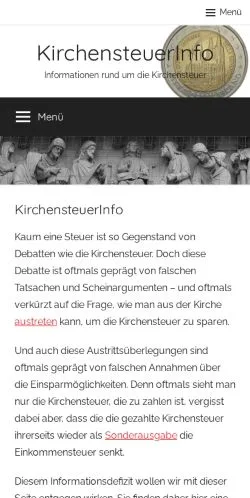Podgląd witryny KirchensteuerInfo, medium z kraju Niemcy do artykułów sponsorowanych