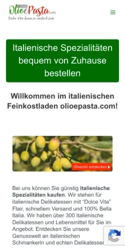 Pré-visualização do site Olio & Pasta, meio de Alemanha para artigos patrocinados
