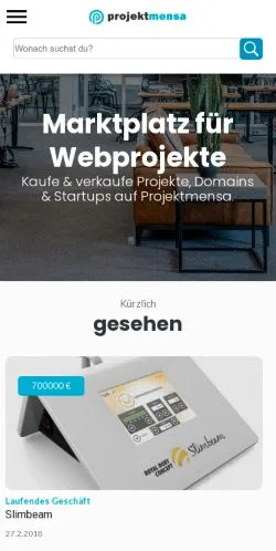 Podgląd witryny Projektmensa, medium z kraju Niemcy do artykułów sponsorowanych