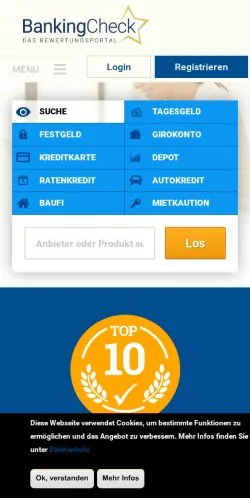 Forhåndsvisning av nettstedet BankingCheck, medium fra Tyskland for sponsede artikler