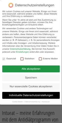 Podgląd witryny Intueat Erfahrungen, medium z kraju Niemcy do artykułów sponsorowanych
