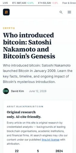 스폰서 기사용 미국 매체 BlackPearl Bitcoin Research 사이트 미리보기