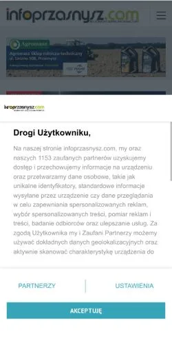 Podgląd witryny InfoPrzasnysz, medium z kraju Polska do artykułów sponsorowanych