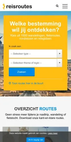 Anteprima del sito Reisroutes, media di Paesi Bassi per articoli sponsorizzati