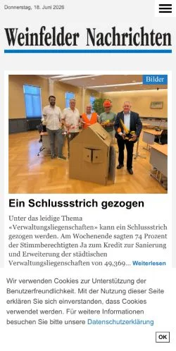 스폰서 기사용 스위스 매체 Kreuzlinger Nachrichten 사이트 미리보기