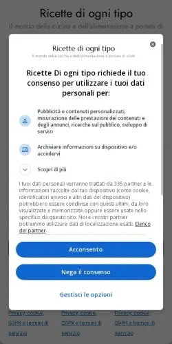 Anteprima del sito Ricette Di Ogni Tipo, media di Italia per articoli sponsorizzati