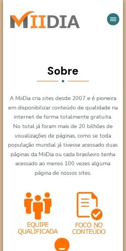 Preview of the MiiDia website, a media outlet in Brazil for sponsored articles
