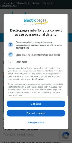 Forhåndsvisning av nettstedet Electropages, medium fra USA for sponsede artikler