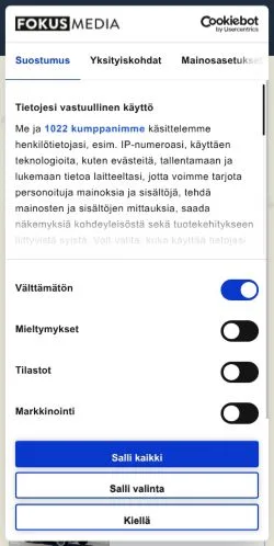 Förhandsvisning av webbplatsen Overdrive.fi®, medium i Finland för sponsrade artiklar