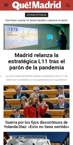 Forhåndsvisning av nettstedet Que Madrid, medium fra Spania for sponsede artikler